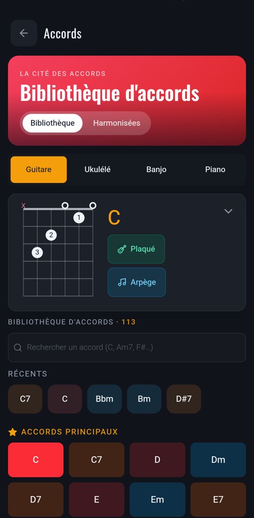 Écran Accords : bibliothèque de 113 accords