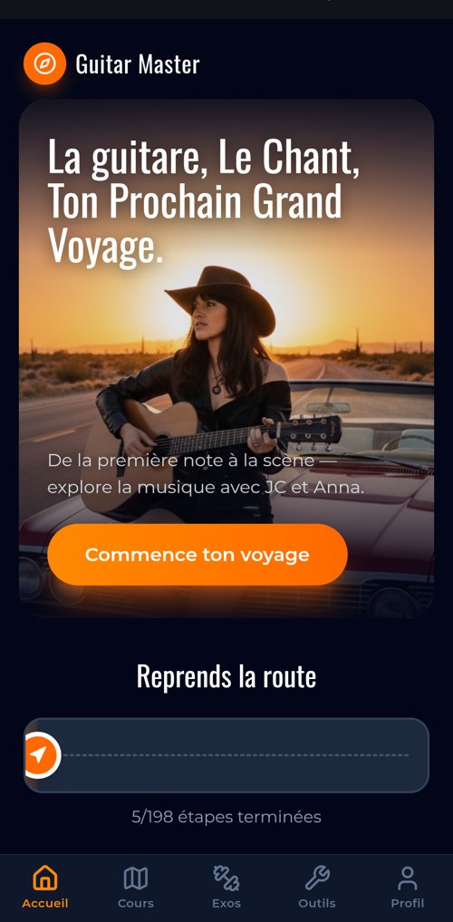 Écran d'accueil de l'application Guitar-Master