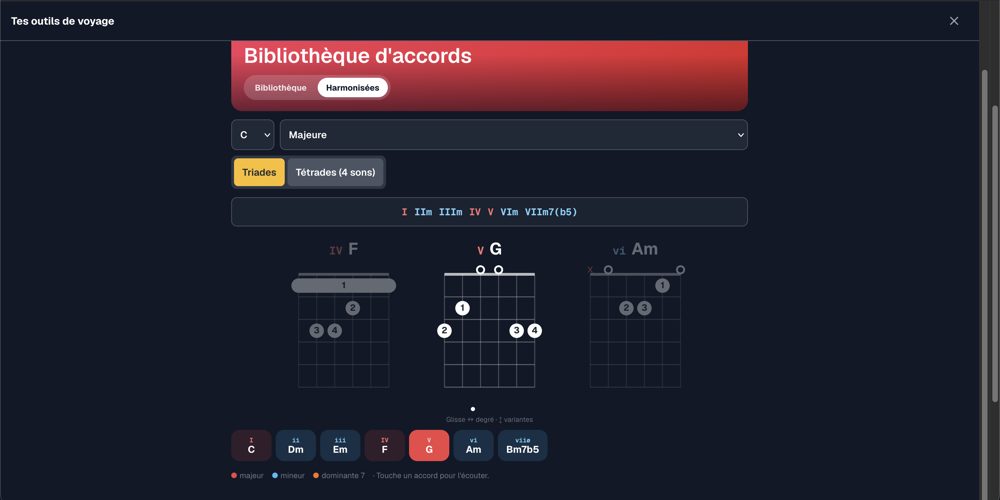 La bibliothèque d'accords harmonisés